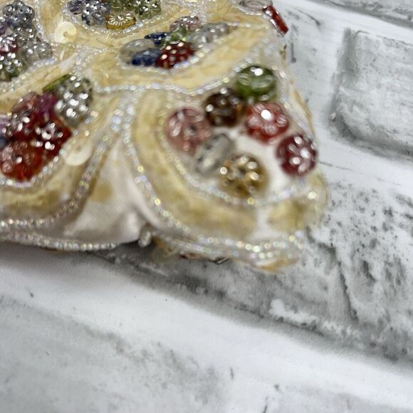 Vintage Handmade Beaded Cream Multi Color Beaded Wedding Small Bag - Picture 5 of 12
